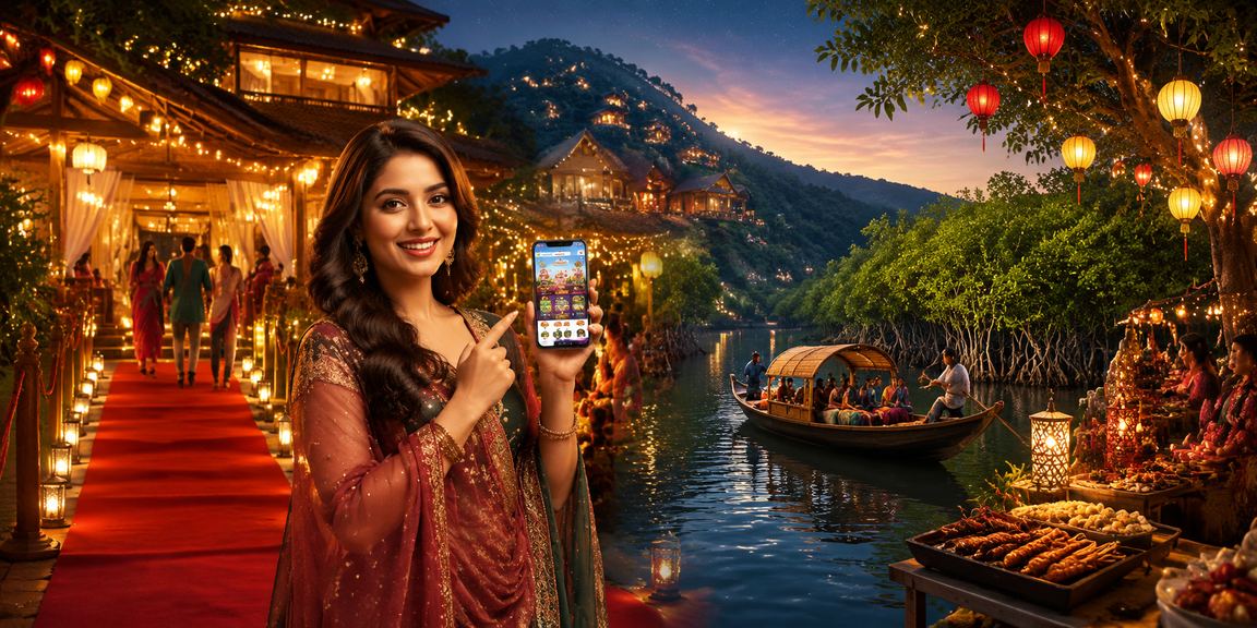 সুন্দরবনের রাতের বাজারে মোবাইলে ক্যাসিনো খেলার দৃশ্য